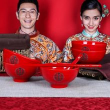 婚庆双喜陶瓷碗筷礼盒，高档又喜庆的结婚礼品