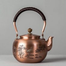 容山堂手工紫铜壶茶壶，一款雕刻精美防锈的烧水壶