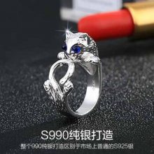 990足银猫咪戒指，一款时尚潮流的个性动物指环