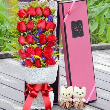 鲜艳玫瑰花束礼盒，情人节送老婆送女友的感动